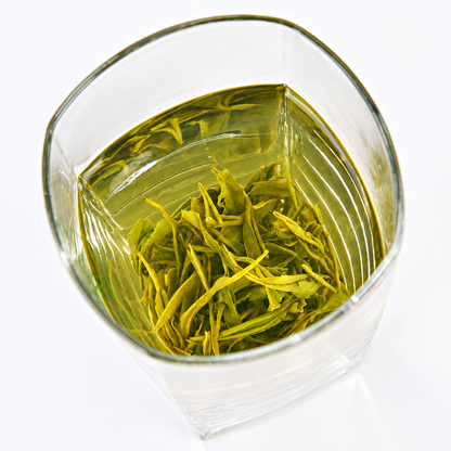 Biluochun tea infusion in a glass